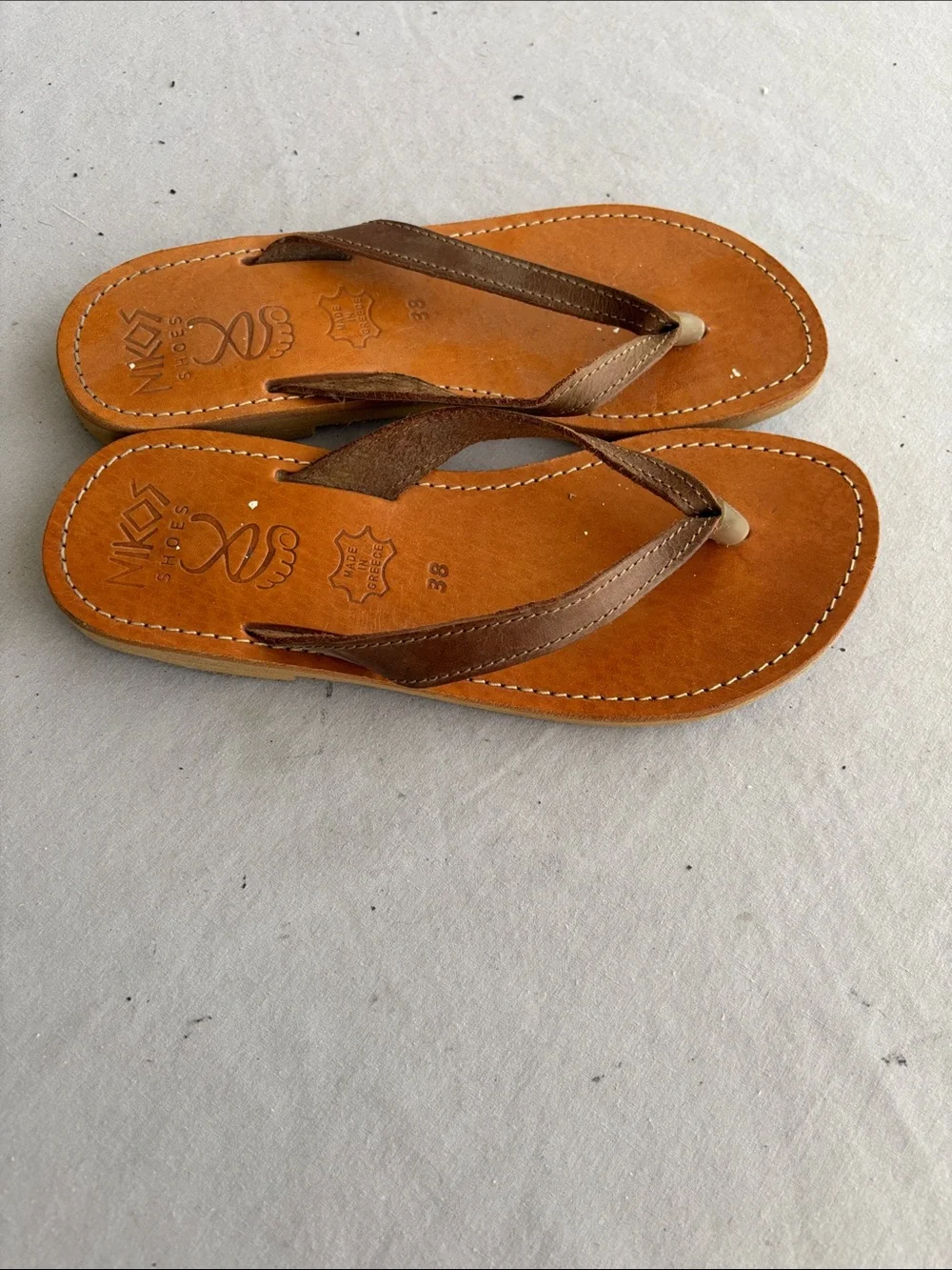 Brown Leather Flip-Flop Sandals